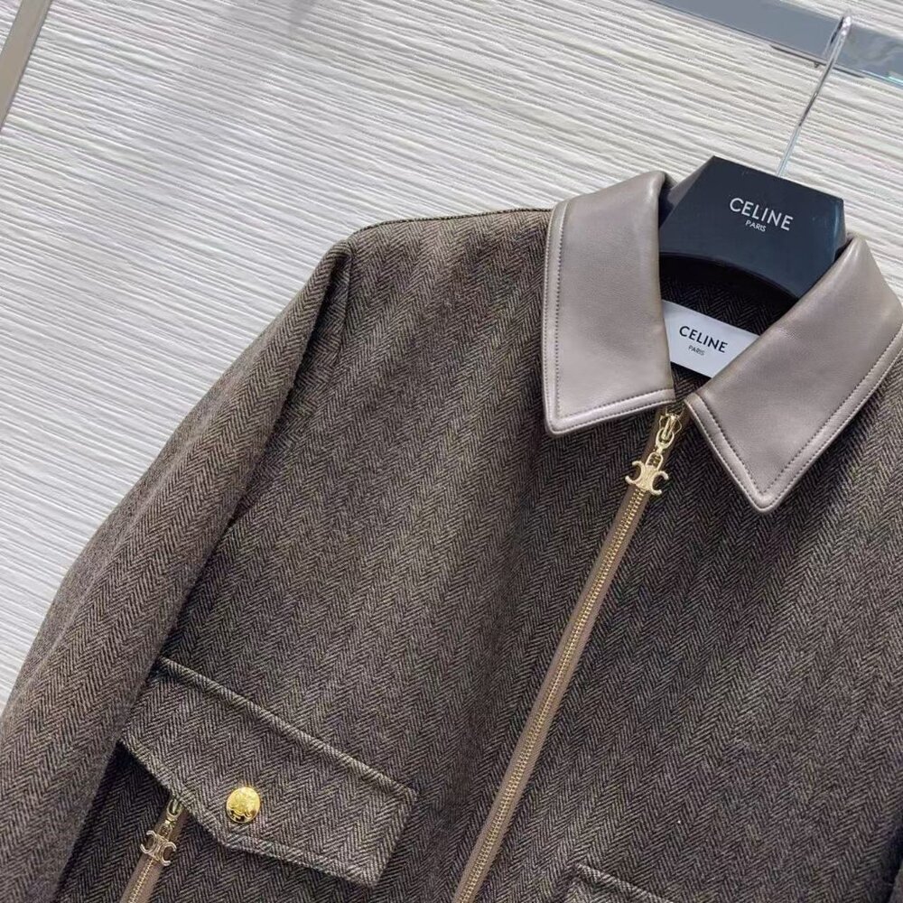 Celine Patchwork Leather Lapel Jacket - image 4